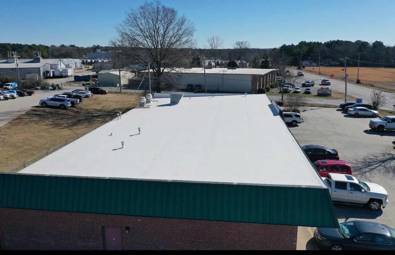 Completed flat roof on a commercial building