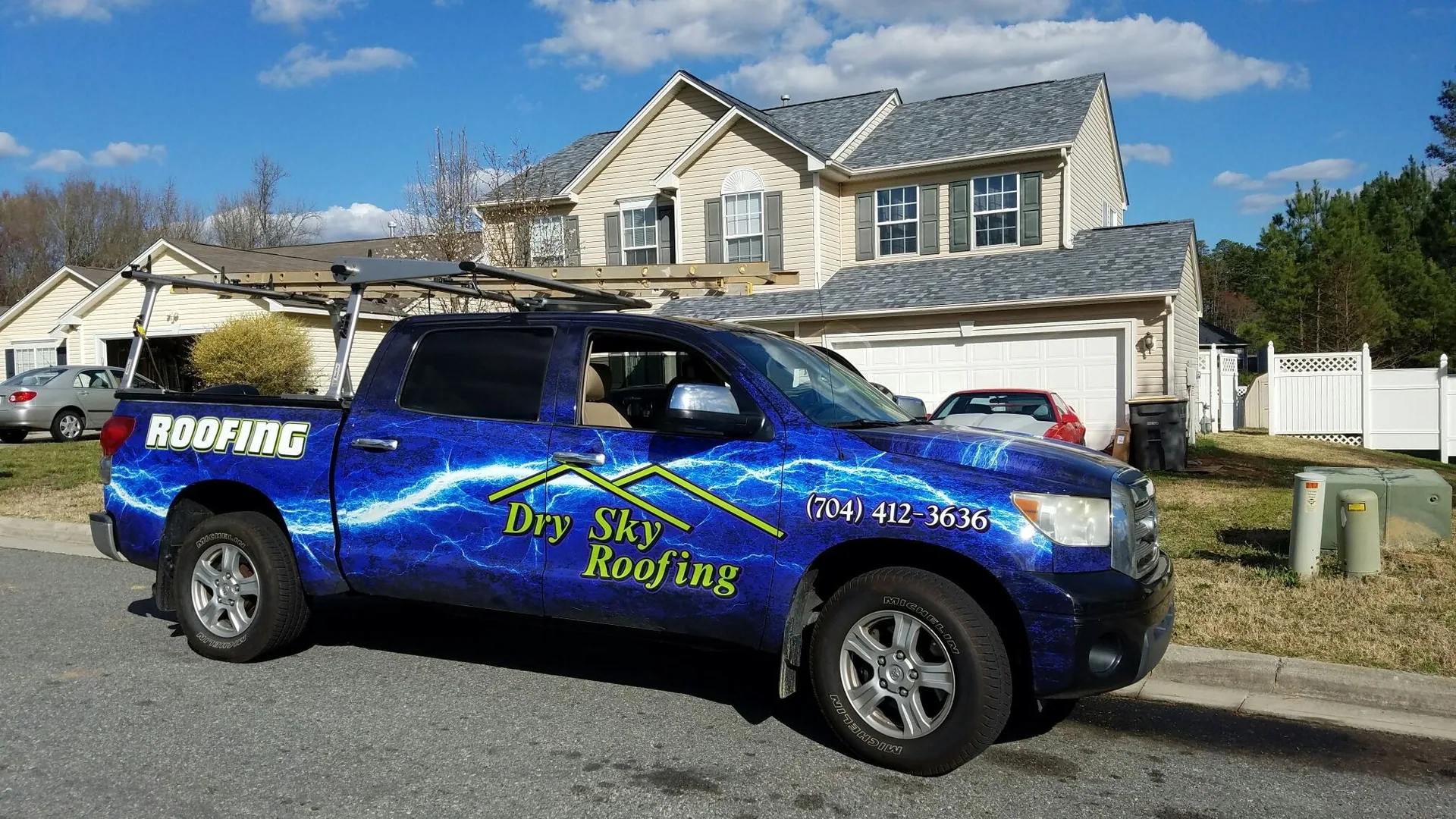 Dry Sky Roofing trucks and office location